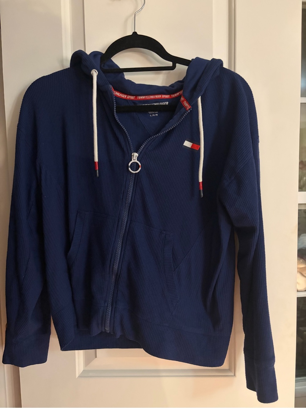 Tommy Hilfiger Navy Zip-Up Hoodie with Drawstrings size large never worn no tags